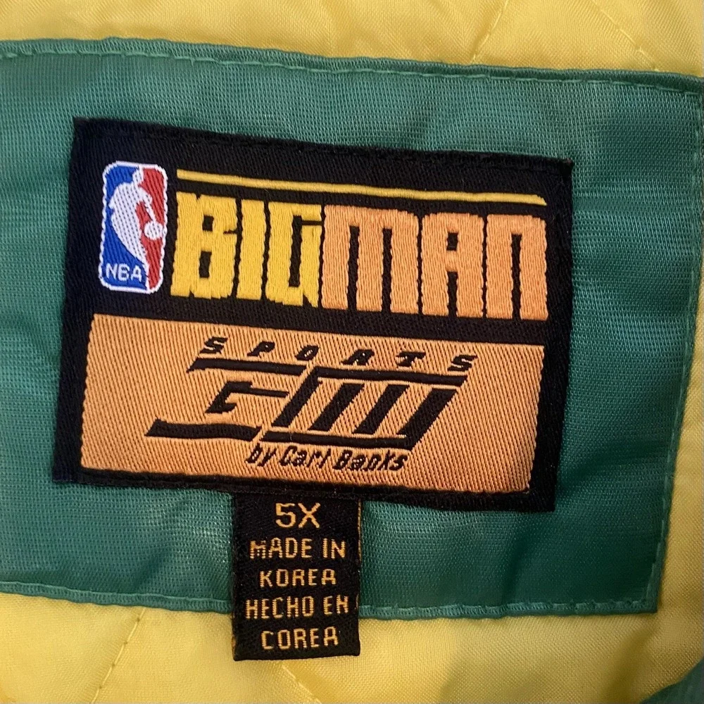 Vintage Boston Celtics G-III Bigman Satin Bomber Snap Jacket Men's Size 5X VTG